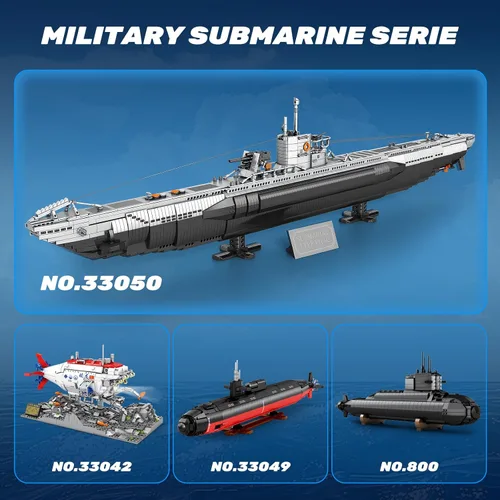 Miniatura 7 de Reobrix U-Boat - Juego de construcción de submarino militar, kit de modelo de submarino militar para adultos, historia de la Segunda Guerra Mundial
