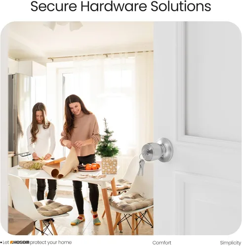 Miniatura 9 de HOSOM Pomo de puerta con cerradura y llave, perilla de entrada con llave, cerradura exterior e interior para puerta delantera, área comercial