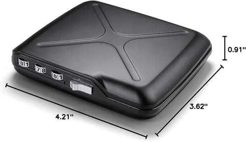 Miniatura 7 de ÖGON -DESIGNS- The First Pocket Size Vault - Cartera de código de aluminio para tarjetas y billetes, con cerradura con un código de 3 dígitos