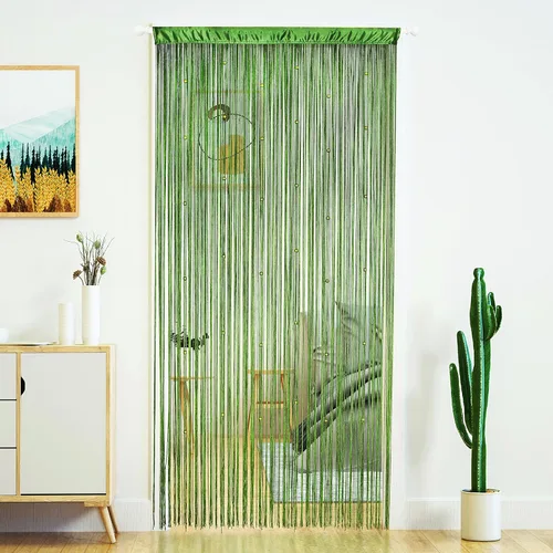 Miniatura 18 de YaoYue Cortina de Hilos con Cuentas para Puerta, Cortinas de Hilos para Puerta, con Borlas, Cuentas, Franja Colgante, Divisores de Habitación