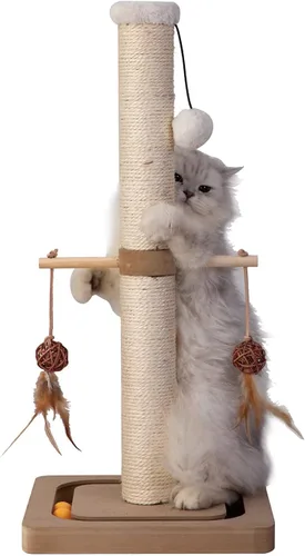 Miniatura 6 de PEEKAB Poste rascador para gatos de alta calidad, rascadores de sisal con juguetes interactivos de seguimiento, rascador vertical para gatos
