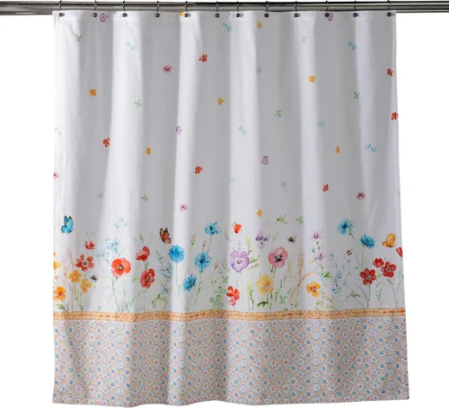 Miniatura 38 de Maison d' Hermine Cortina de ducha 100% algodón, un panel, 70 x 72 pulgadas, cortinas de ducha de tela lavable para baño, fácil de colgar con 12