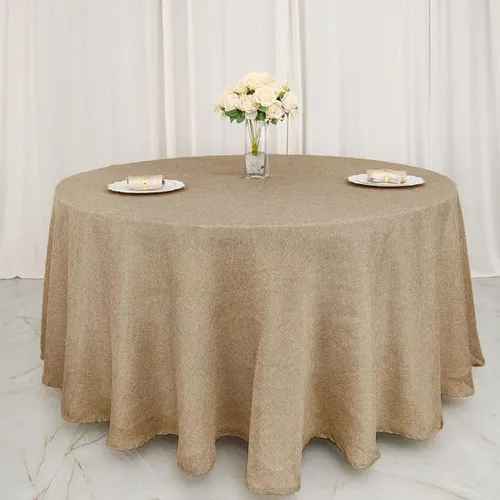 Miniatura 7 de Balsa Circle Mantel redondo natural de arpillera sintética de 120 pulgadas, recepción, boda, recepción, fiesta, eventos, decoración de catering