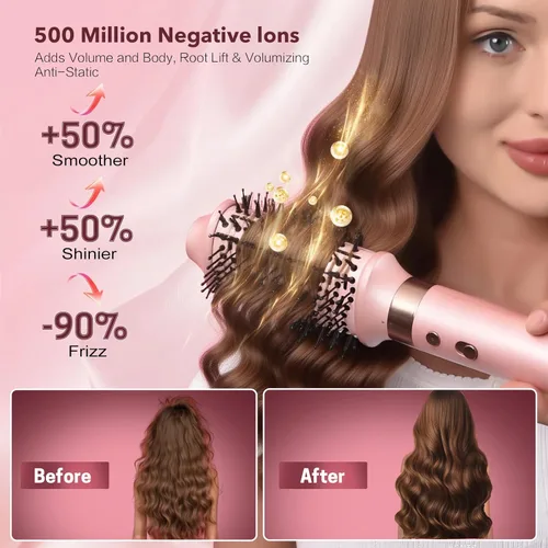 Miniatura 4 de Mythsight StyleVibe 8 en 1 Air Styler, secadora de pelo y cepillo secador con estuche de viaje - Rulos de envoltura automática (L/R), secado rápido