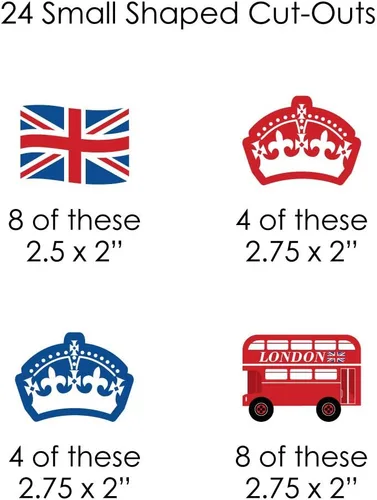 Miniatura 5 de Big Dot of Happiness Cheerio, Londres – Decoración de bricolaje para fiestas británicas del Reino Unido, guirnalda de pinzas para la ropa, 44 piezas