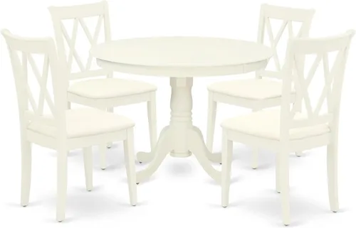 Miniatura 8 de East West Furniture HLCL3-LWH-C - Juego de comedor de 3 piezas que contiene una mesa de comedor redonda con pedestal y 2 sillas de cocina de tela