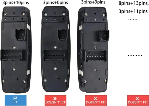 Miniatura 4 de Interruptor maestro de ventana eléctrica para Ram 1500, Ram 2500, Ram 3500 de 2009 2010 2011 2012. 3 PINS + 10 PINS, OE# 4602863AD, 4602863AC
