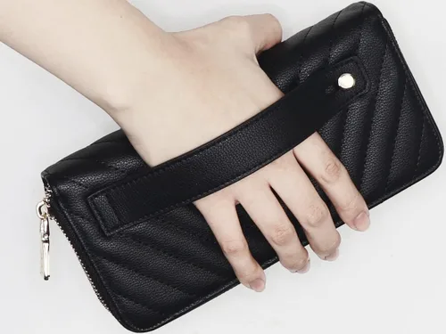 Miniatura 7 de Cartera de piel vegana con doble cremallera y correa de sujeción de mano
