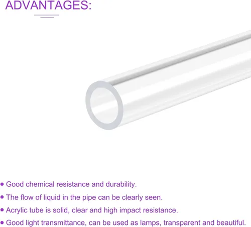 Miniatura 6 de DMiotech 2pcs 0.394 in x 0.551 in 12" tubo de acrílico transparente rígido tubo de plástico para acuario tubería de agua, sistema de refrigeración