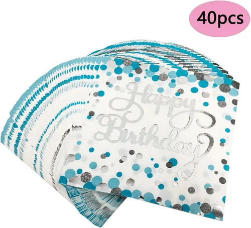 Miniatura 5 de Servilletas desechables de 2 capas desechables ecológicas para fiestas de cumpleaños para adultos y niños, paquete de 40 servilletas desechables