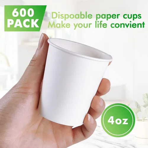 Miniatura 2 de TV TOPVALUE 600 unidades de tazas de papel de 4 onzas, tazas desechables para baño, enjuague bucal, café expreso, color blanco, para el hogar