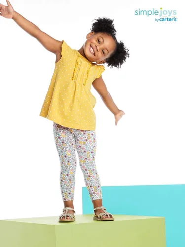 Miniatura 2 de Simple Joys by Carters Conjunto de ropa de juego de 3 piezas para niñas pequeñas y bebés