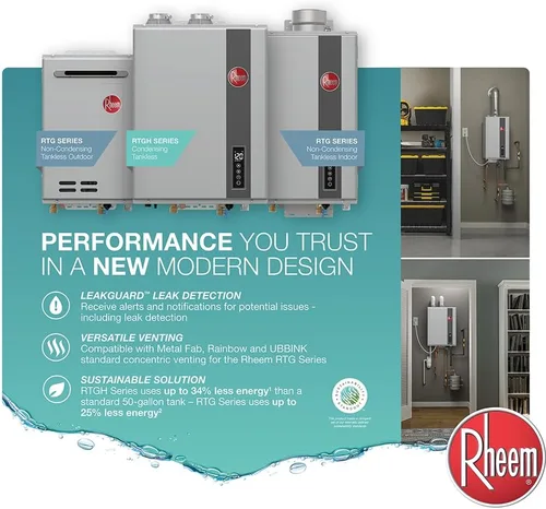 Miniatura 6 de Rheem RTG-70XLP-3 Calentador de agua de propano líquido, sin tanque, de alta eficiencia, sin condensación, para exteriores, 7.0 GPM, 160,000 BTUs