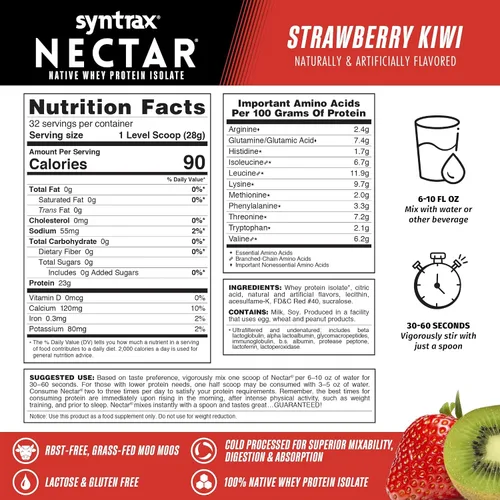 Miniatura 4 de Syntrax Nectar proteína del suero, polvo para aislar, fresa, kiwi – 948 g.