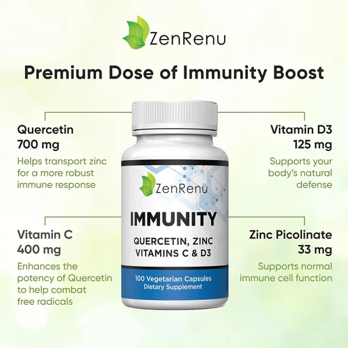 Miniatura 2 de Quercetina Zinc Vitamina C Vitamina D – Vitaminas 6 en 1 para la inmunidad con curcumina para defensa inmunológica y apoyo antioxidante – Fácil