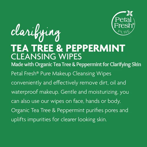 Miniatura 3 de Petal Fresh Eliminación de maquillaje de árbol de té y menta, toallitas limpiadoras, toallitas faciales suaves, limpieza diaria, vegano y libre