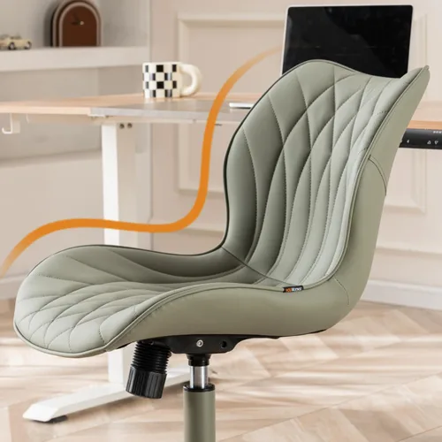 Miniatura 5 de YOUNUOKE Silla de escritorio sin brazos, cómoda silla de oficina con ruedas, silla ergonómica para el hogar, sillas ajustables para computadora