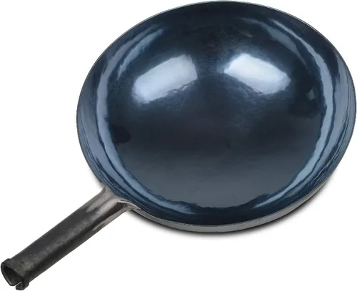 ZhenSanHuan - Woks chinos de hierro martillado a mano y sartenes para saltear, antiadherentes, sin revestimiento, acero al carbono Pow (14.17 in,