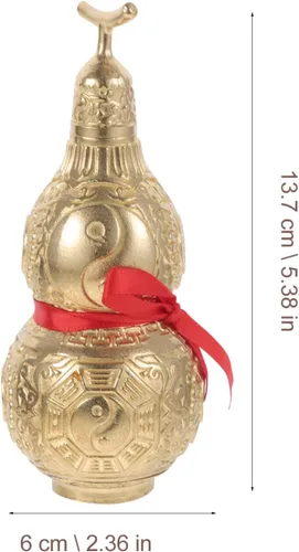 Miniatura 4 de Garneck Adorno de calabaza de cobre, estatua decorativa de Feng Shui Wu Lou para mesa de oficina en casa, símbolo de prosperidad y riqueza
