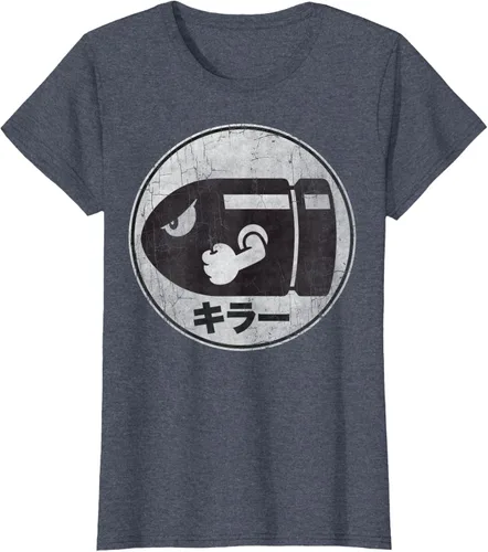 Miniatura 46 de Super Mario Camiseta con logotipo de Bullet Bill Distressed en Kanji