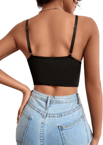 Miniatura 2 de SHENHE Camisola de malla de encaje sin mangas con tirantes delgados para mujer