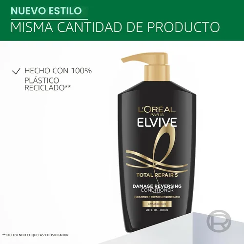 Miniatura 6 de L'Oreal Paris Elvive Total Repair 5 Acondicionador Reparador para Cabello Dañado Acondicionador con Proteína y Ceramida para Cabello Fuerte Sedoso