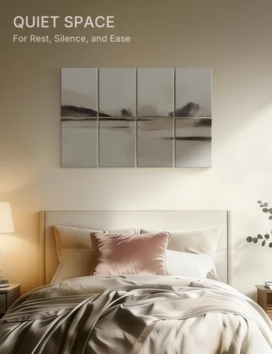 Miniatura 6 de Paneles acústicos de arte para pared, paneles de absorción de sonido de 70 x 47 pulgadas, paquete de 8 con 60 pestañas adhesivas, paneles