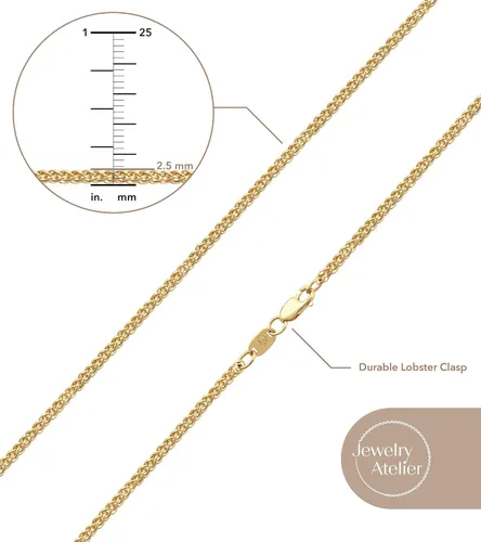 Miniatura 5 de Jewelry Atelier Colección de collares de cadena de oro collares redondos de cadena de trigo y palma rellenos de oro amarillo macizo de 14 quilates