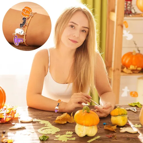 Miniatura 6 de Hicarer Colgantes de aleación de Halloween DIY para Halloween, calabaza, fantasma, mago, sombrero de mago, joyería para hacer joyas, collares