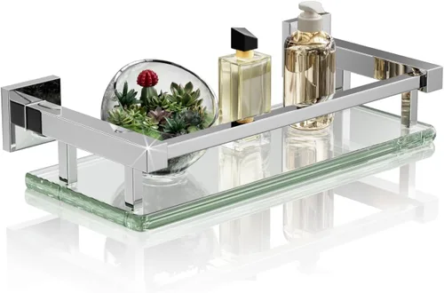 Miniatura 13 de Estantes de vidrio Alise para pared de baño, estante de baño de vidrio templado montado en la pared, estantes flotantes modernos que ahorran espacio