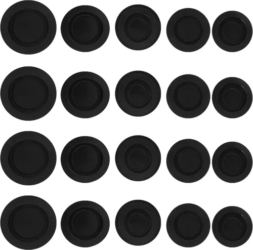 20 tapones de goma para caja de ahorro de 5 tamaños, tapones redondos para caja de ahorro de dinero (negro, 4 unidades, cada tamaño)