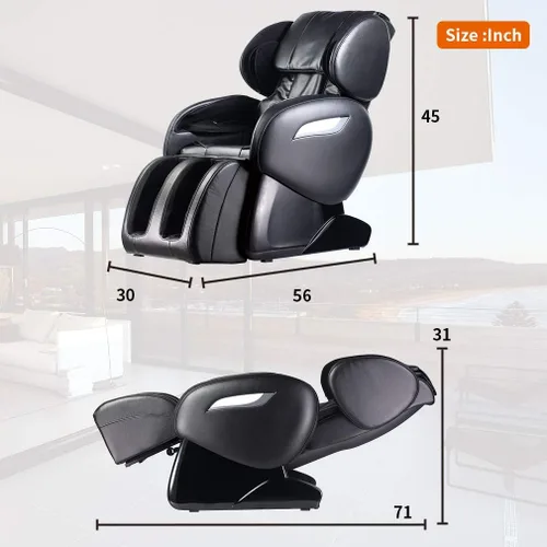 Miniatura 2 de BestMassage Silla de masaje de gravedad cero, cuerpo completo, silla eléctrica de masaje Shiatsu, reclinable con rodillos de pie, terapia de calor