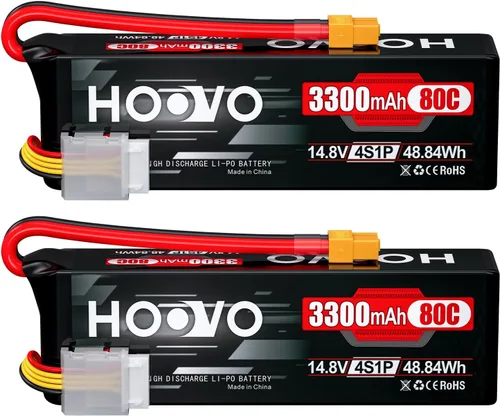 HOOVO 4S Lipo Battery 14.8V 80C 3300mAh RC Lipo Battery Pack Softcase con conector XT60 para barco RC, coche RC, camión, drone RC Quadcopter,