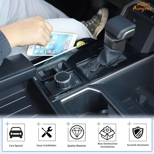 Miniatura 5 de Aunginsy Marco para panel de cambio de marchas con caja de almacenamiento Compatible con Toyota Tundra/Sequoia 2022-2024 2025 Protector contra