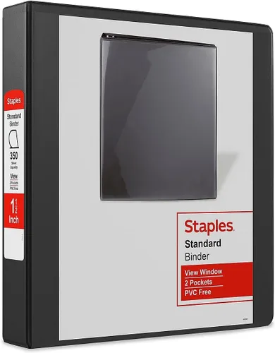 Miniatura 11 de Staples Carpeta de 3 anillas, anillo en D de 1 pulgada, negro, organizador compacto para el hogar, la oficina y la escuela, con capacidad para hasta