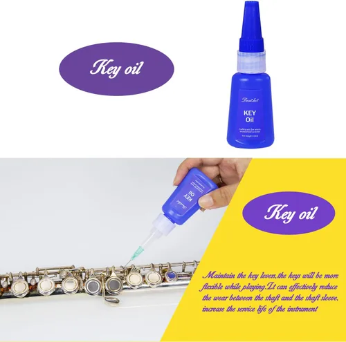Miniatura 7 de Kit de limpieza para el cuidado de la limpieza de flautas: aceite de llave + grasa de corcho + hisopo + paño de limpieza + cepillo de limpieza +