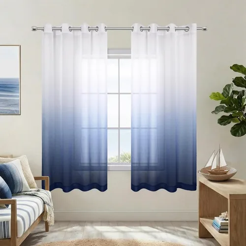 Miniatura 18 de KOUFALL - Cortinas negras de 63 pulgadas de largo para dormitorio, juego de 2 paneles con ojales, cortinas semitransparentes de imitación de lino