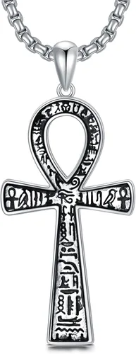 SLIACETE 925 Sterling Silver Ankh CrossStethoscopeAngelMoonPink RibbonEvil EyeSnowflakePlanetMountain Pendant Necklace Jewelry Gift for Women