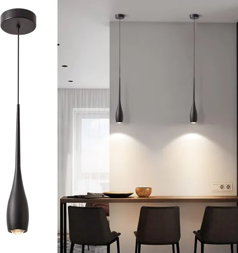 Lámpara colgante negra para isla de cocina, accesorios de lámparas colgantes LED regulables, pequeña lámpara colgante industrial moderna para sobre