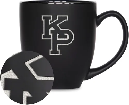 Miniatura 429 de Rico Industries - Taza de cerámica mate negra con grabado láser estándar de 15oz para NCAA (escuelas T & U) - Para bebidas calientes o frías