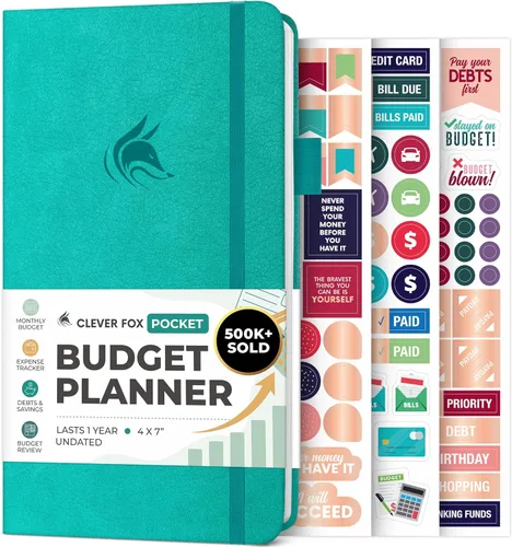 Clever Fox Planificador de presupuesto de bolsillo, mini cuaderno de seguimiento de gastos. Organizador de presupuestos mensual, cuaderno de