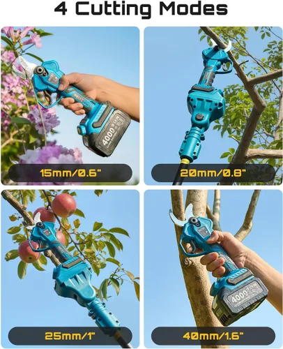Miniatura 6 de SEESII Tijeras de Podar de Pértiga 2 en 1: Diámetro de Corte de 1.6" Podadoras Eléctricas Inalámbricas de Pértiga - Motor sin Escobillas