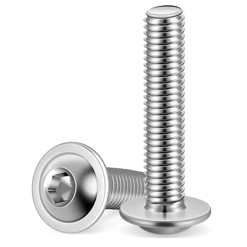 Miniatura 19 de Tornillos de cabeza de botón con brida M5 x 0.472 in, acero inoxidable 18-8 (304), totalmente roscado, unidad de enchufe Allen, 100 unidades plateado