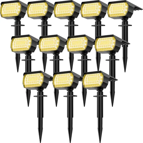 Miniatura 13 de LANSOW Focos solares para exteriores que cambian de color, [7 modos/8 unidades] Focos de paisaje de Navidad, luces solares impermeables