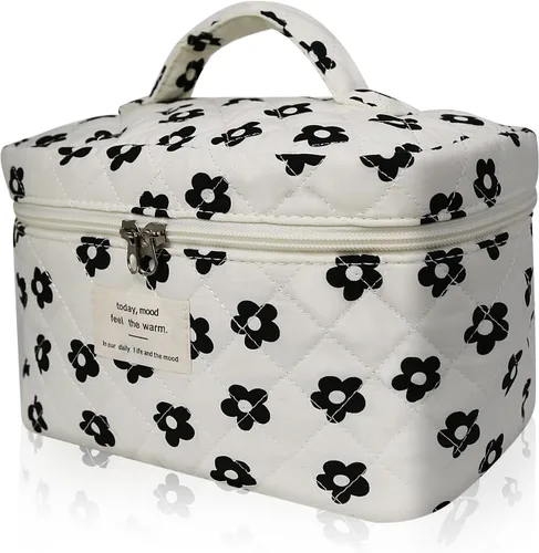 Miniatura 37 de Gosect Bolsa de maquillaje grande, bonita bolsa de cosméticos para mujeres y niñas, bolsa de aseo estética de coqueta floral, bolsa organizadora