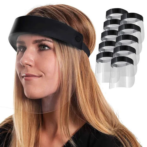 Salon World - Protectores faciales completos con marcos de gafas (paquete de 10), ultra transparentes para proteger los ojos, la nariz, la boca -