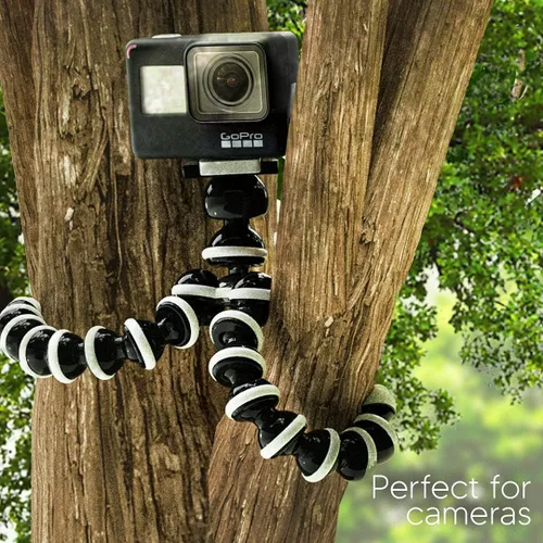 Miniatura 7 de TALK WORKS Trípode flexible para iPhone, Android, cámara, patas flexibles, soporte ajustable con mini control remoto inalámbrico para selfies