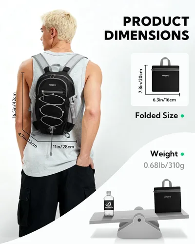 Miniatura 2 de WATERFLY Mochila pequeña y ligera y plegable: 15L Mini mochila de viaje plegable ultraligera con correa transpirable para el hombro al aire libre