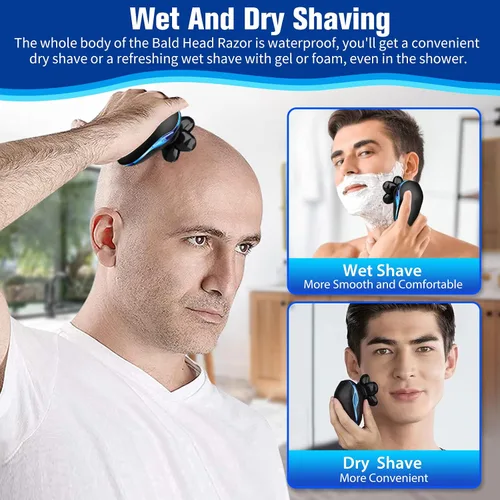 Miniatura 3 de Afeitadora de cabeza para hombres, afeitadora eléctrica 6 en 1 mejorada para hombre, afeitadora de cabeza calva, afeitadora inalámbrica