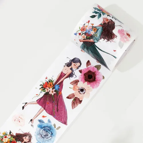 WT Cinta Washi Carefree, Diseños Originales, Figuras de Personajes Niñas Decorativas, Manualidades, Suministros para Planificador Bujo, Cinta de